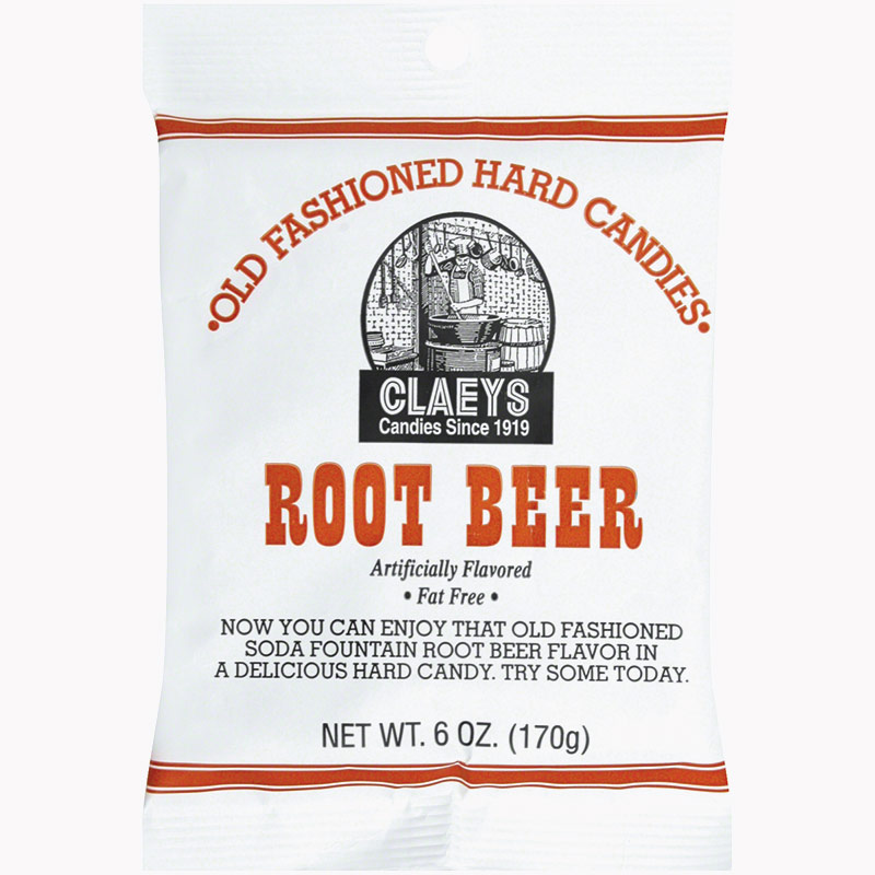 6 Oz. Claeys Candy Old Fashioned Root Beer Candies - Gebo's