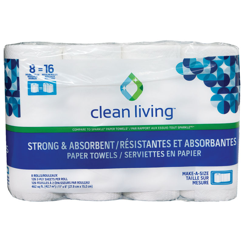 8 Ct. Clean Living Paper Towels - Gebo's