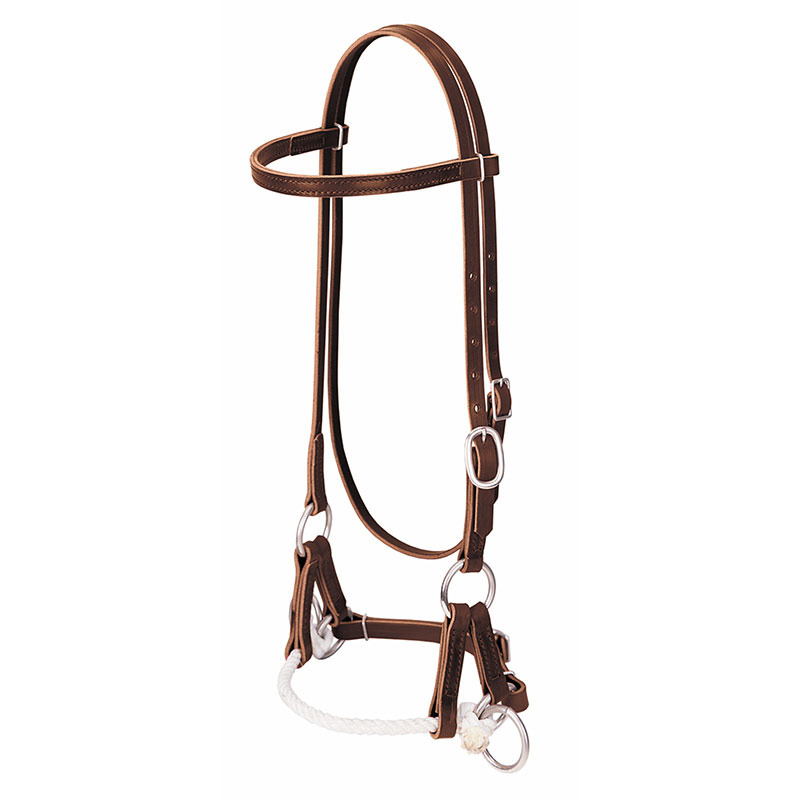 Weaver Leather Deluxe Latigo Leather Side Pull With Single Rope - Gebo's