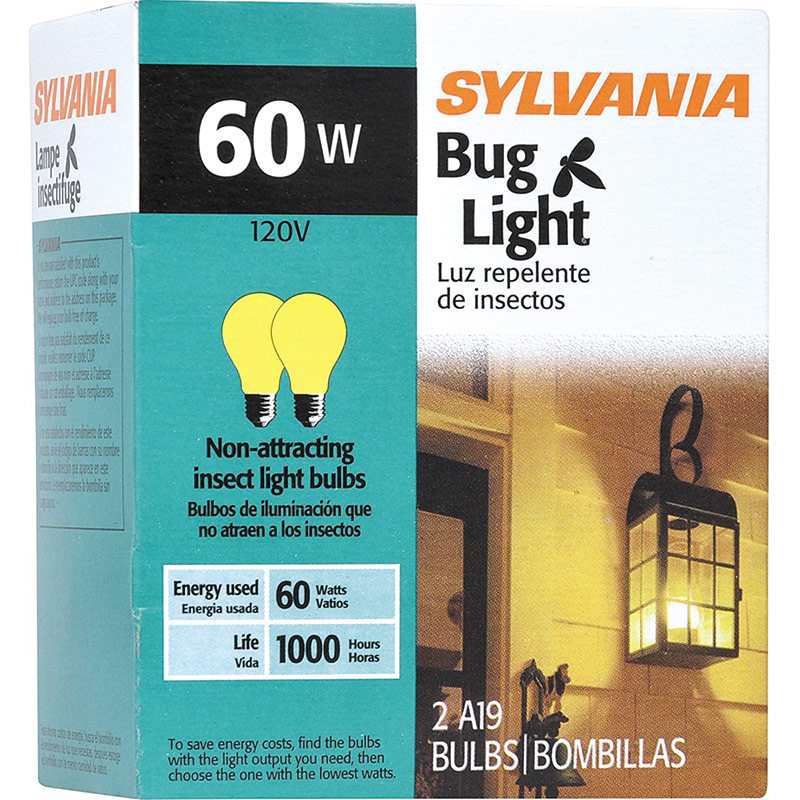 2 Pk. A19 Non Attracting Insect Light Bulbs Gebo s
