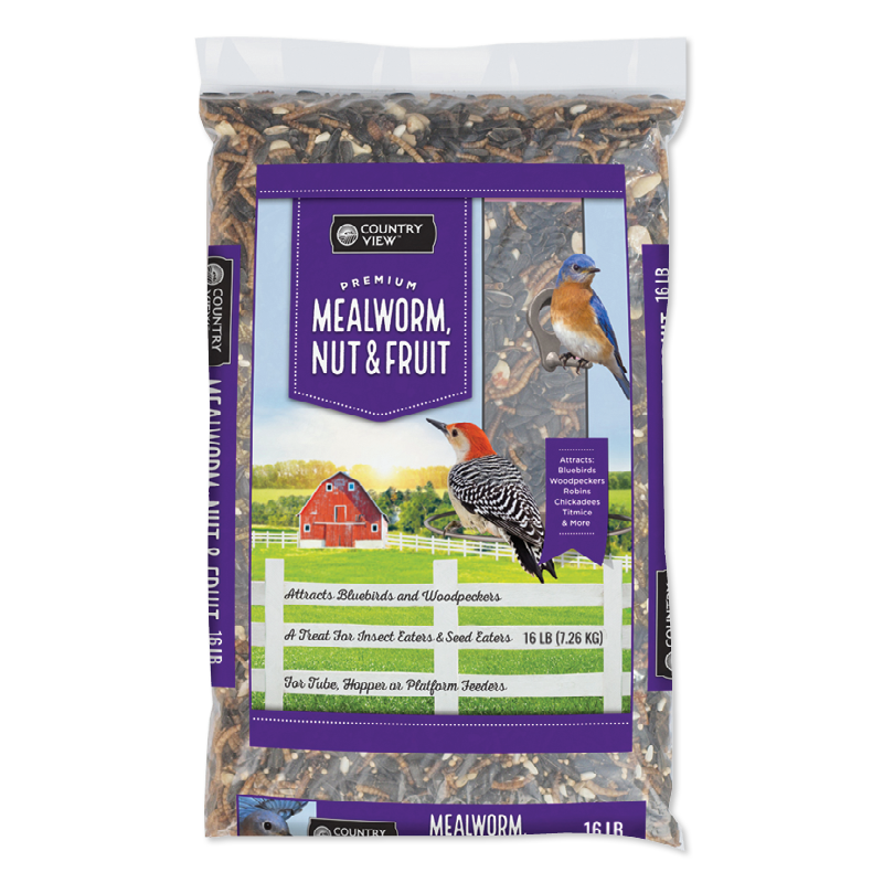 16 Lb. Country View® Mealworm, Nut & Fruit Bird Seed - Gebo's