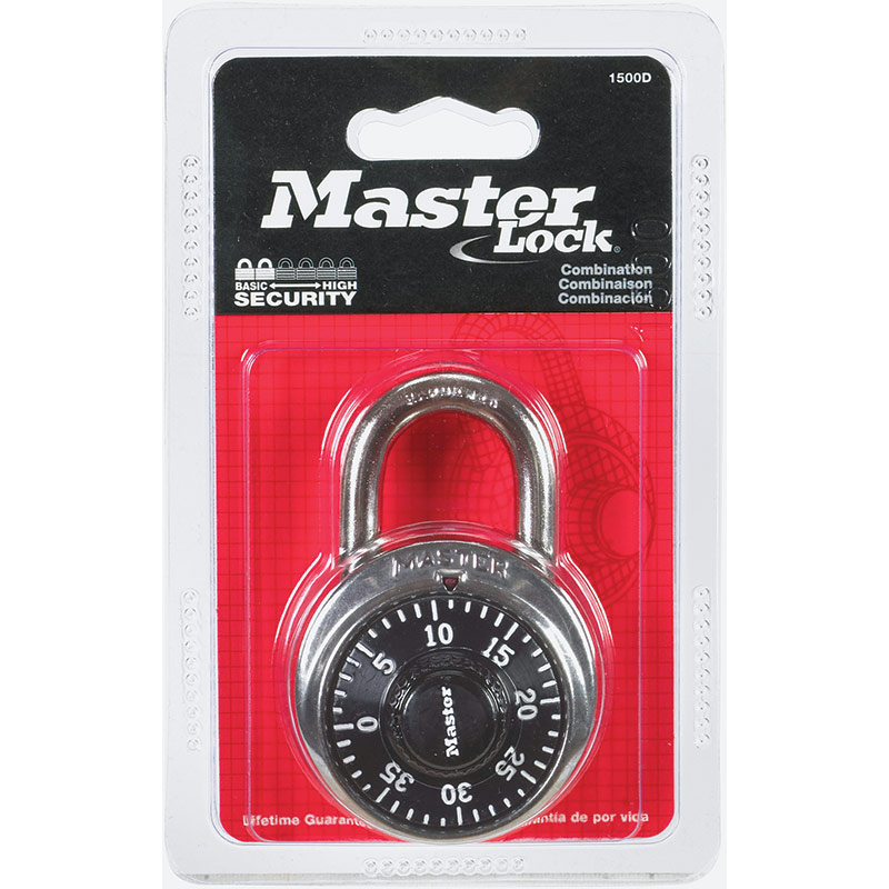 17/8" Master Lock 1500D Black Combination Padlocks Gebo's