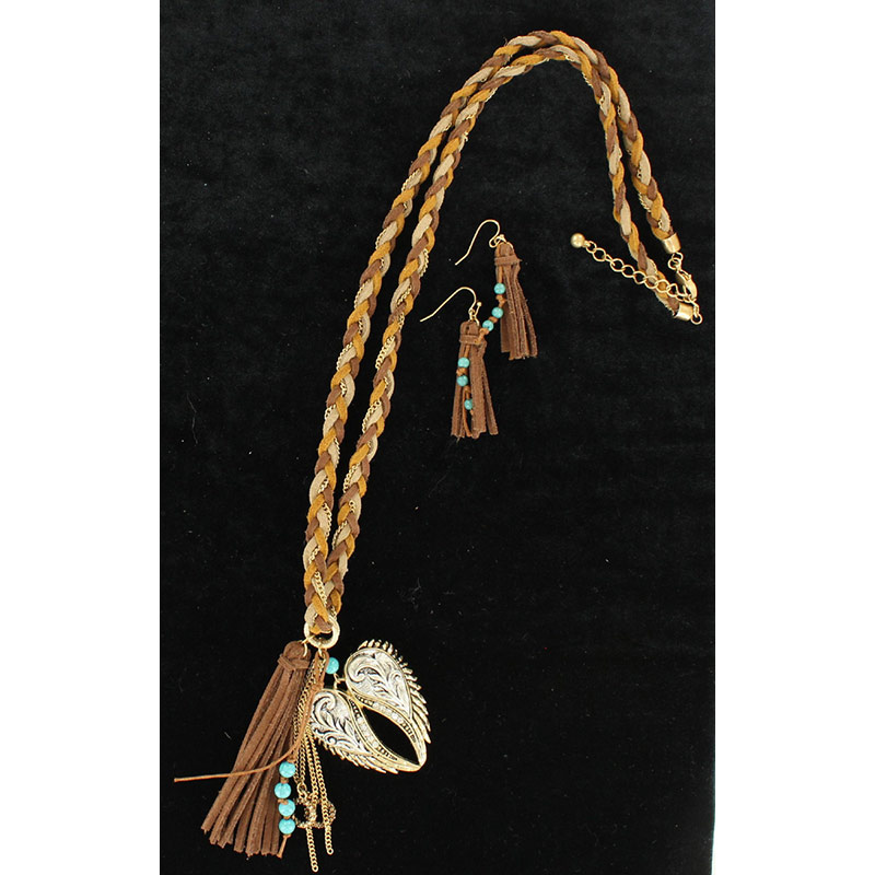 Women's Blazin Roxx Winged Fringe Braided Jewelery Set - Gebo's