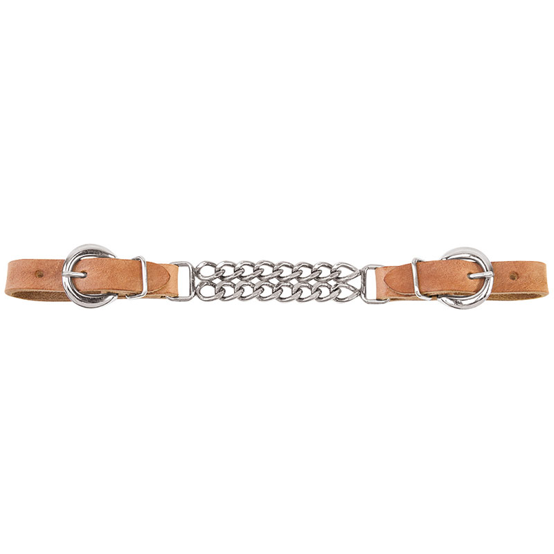 Weaver Leather 5/8" Harness Leather 4 1/2" Double Flat Link Chain Curb Strap - Gebo's