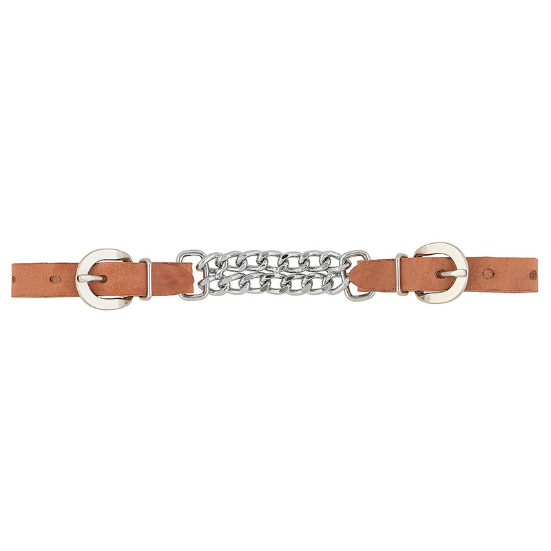 Weaver Leather 5/8" Harness Leather 3 1/2" Double Flat Link Chain Curb Strap - Gebo's