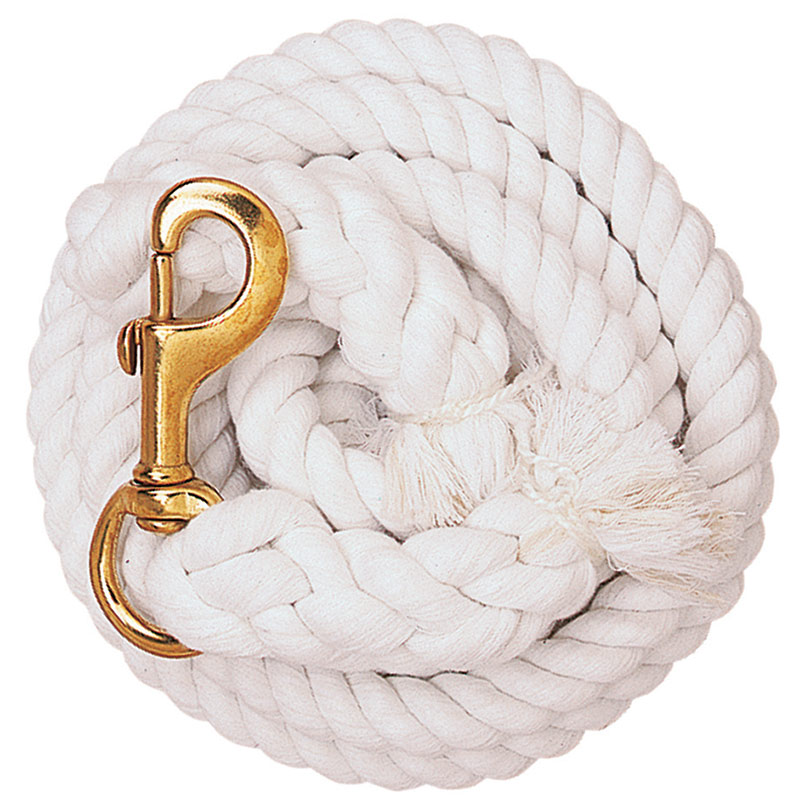 5/8"x10' Weaver Leather Cotton Lead Rope With Solid Brass 225 Snap - White - Gebo's