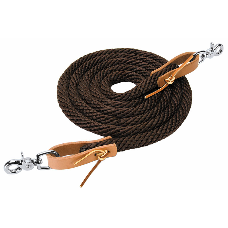3/8"x8' Weaver Leather Poly Roper Rein - Brown - Gebo's