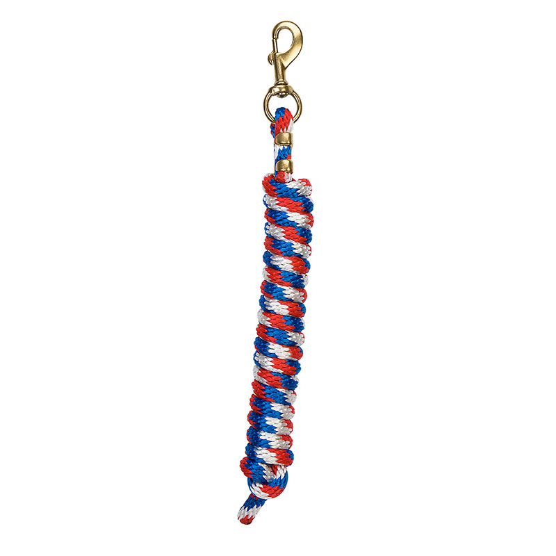 5/8"x10' Weaver Leather Poly Lead Rope With Solid Brass 225 Snap - Blue/Red/White - Gebo's