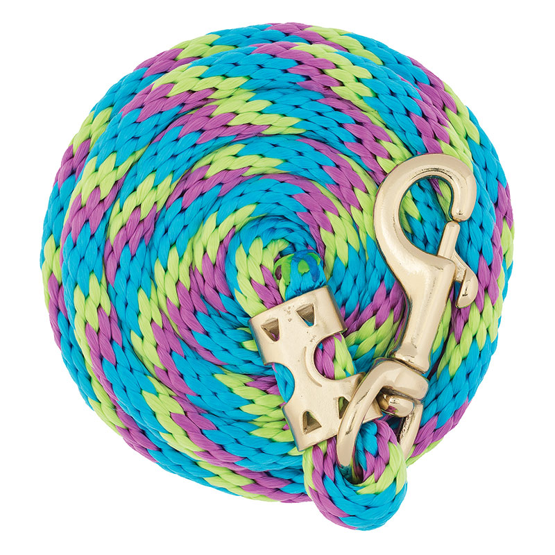 5/8"x8' Weaver Leather Value Lead Rope With Brass Plated 225 Snap - Lime Zest/Hurricane Blue/Purple Jazz - Gebo's