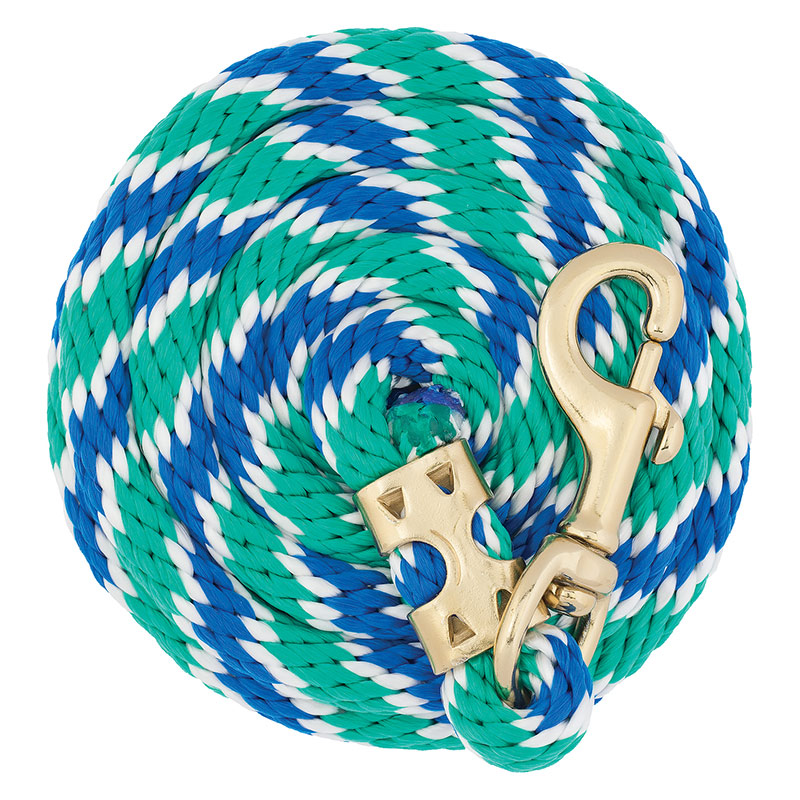 5/8"x8' Weaver Leather Value Lead Rope With Brass Plated 225 Snap - Blue/White/Green - Gebo's