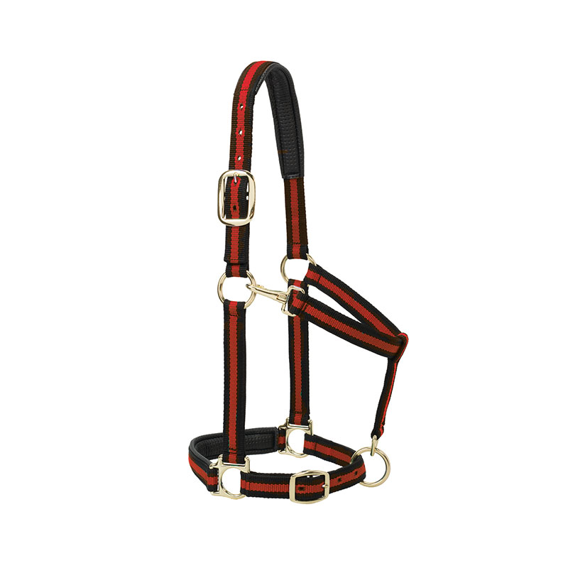 1" Weaver Leather Padded Adjustable Chin & Throat Snap Halter (Average Horse or Yearling Draft) - Red - Gebo's