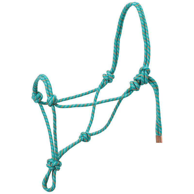 Weaver Leather Diamond Braid Rope Halter - Teal/Gray/Orange - Gebo's