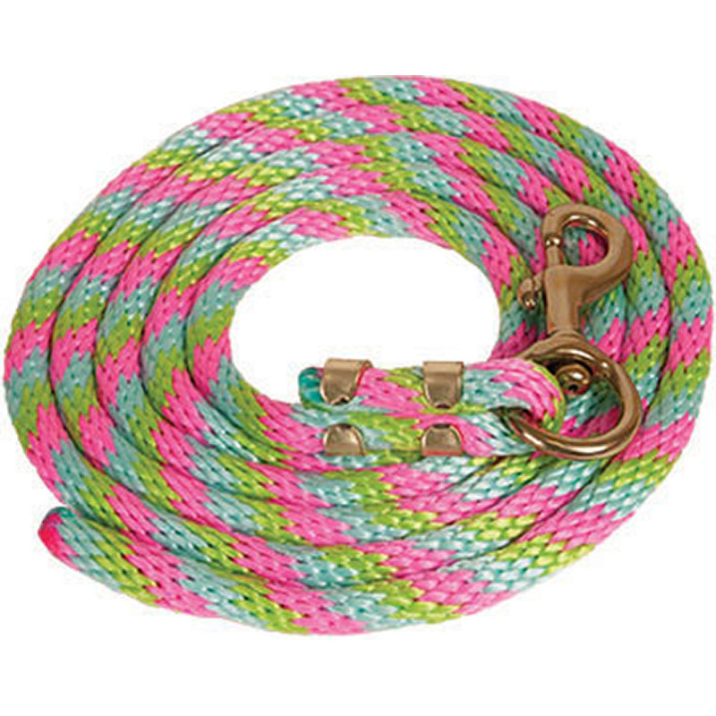 5/8"x9' Mustang Manufacturing Nylon Lead Rope - Pink/Aqua/Lime - Gebo's