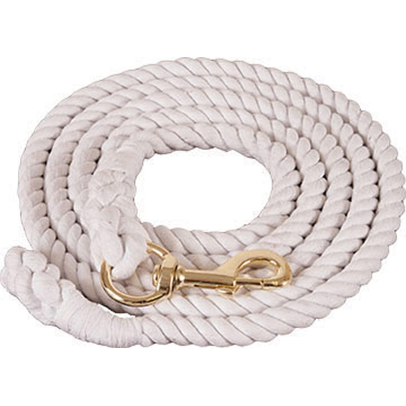 3/4"x10' Mustang Manufacturing Cotton Lead Rope - White - Gebo's