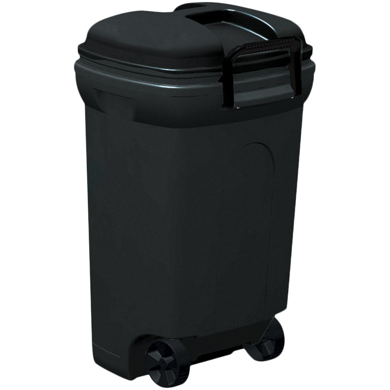 United Solutions 34 Gallon Plastic Wheeled Black Outdoor Trash Can 