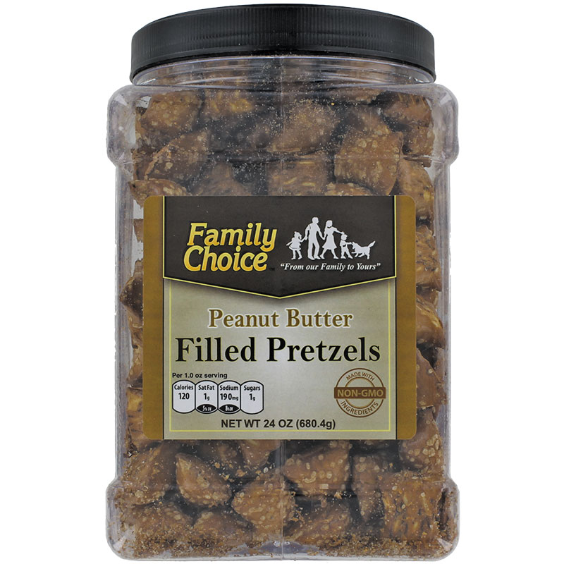 24 Oz. Ruckers Candy Family Choice Peanut Butter Filled Pretzels - Gebo's
