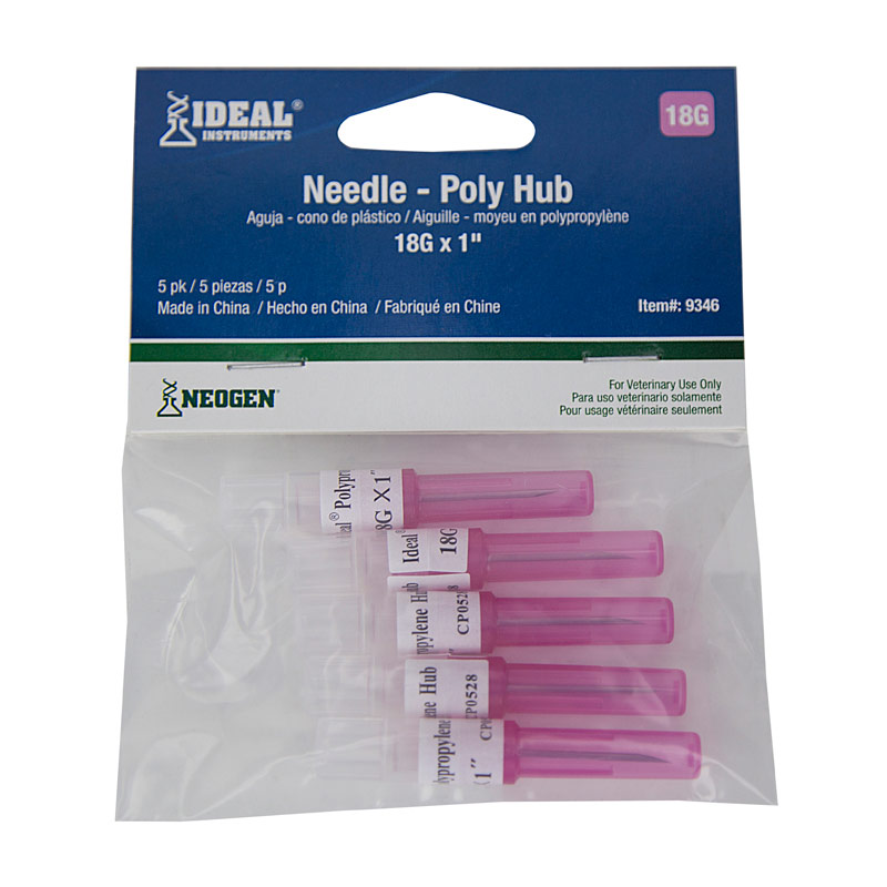 5 Pk. 18 G. x 1" Poly Hub Needles Gebo's