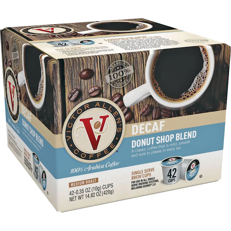 42 Ct. Victor Allen's Decaf Donut Shop Blend Single Serve Cups - Gebo's