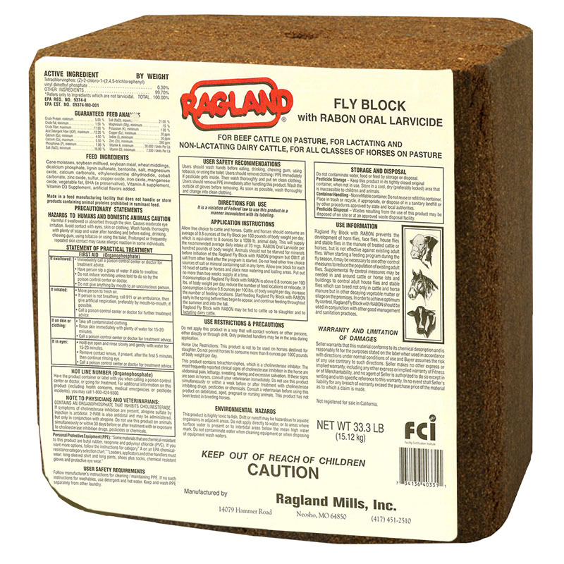 33.3 Lb. Ragland Horse & Cattle Fly Control Block With Rabon Gebo's