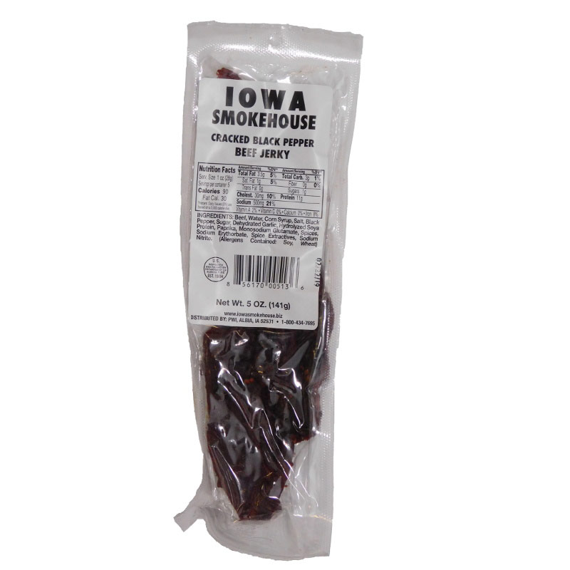 5 Oz. Iowa Smokehouse Beef Jerky Cracked Black Pepper - Gebo's