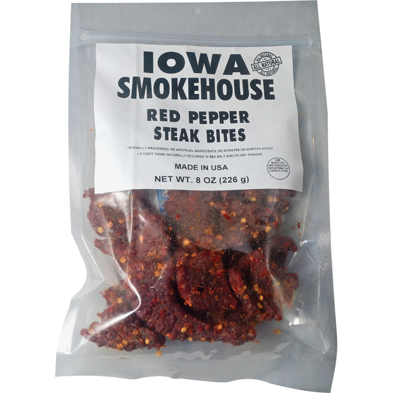 Iowa Smokehouse 8 Oz. Red Pepper Steak Bites - Gebo's