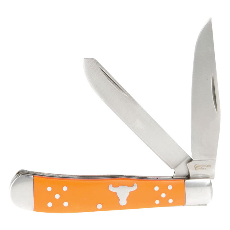 Cattlemans Cutlery™ Orange Angus Trapper Pocket Knife - Gebo's